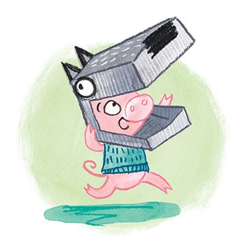 Little Pig from Sky Private Eye and the Case of the Sparkly Slipper. By Jane Clarke &amp; illustrated by Loretta Schauer. ©Five Quills 2018