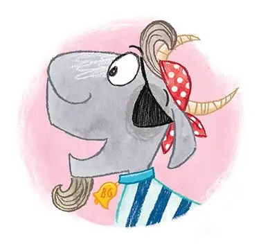 Billy Goat Gruff from Sky Private Eye and the Case of the Sparkly Slipper. By Jane Clarke &amp; illustrated by Loretta Schauer. ©Five Quills 2018
