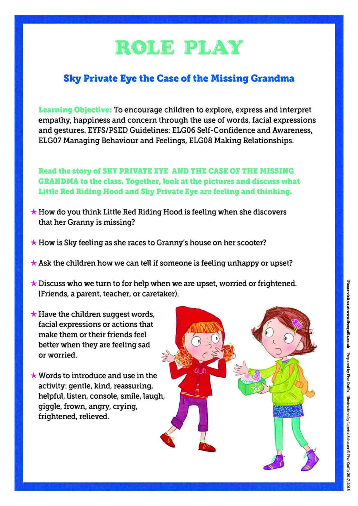 Sky Private Eye Children Activities puppets, games, author study